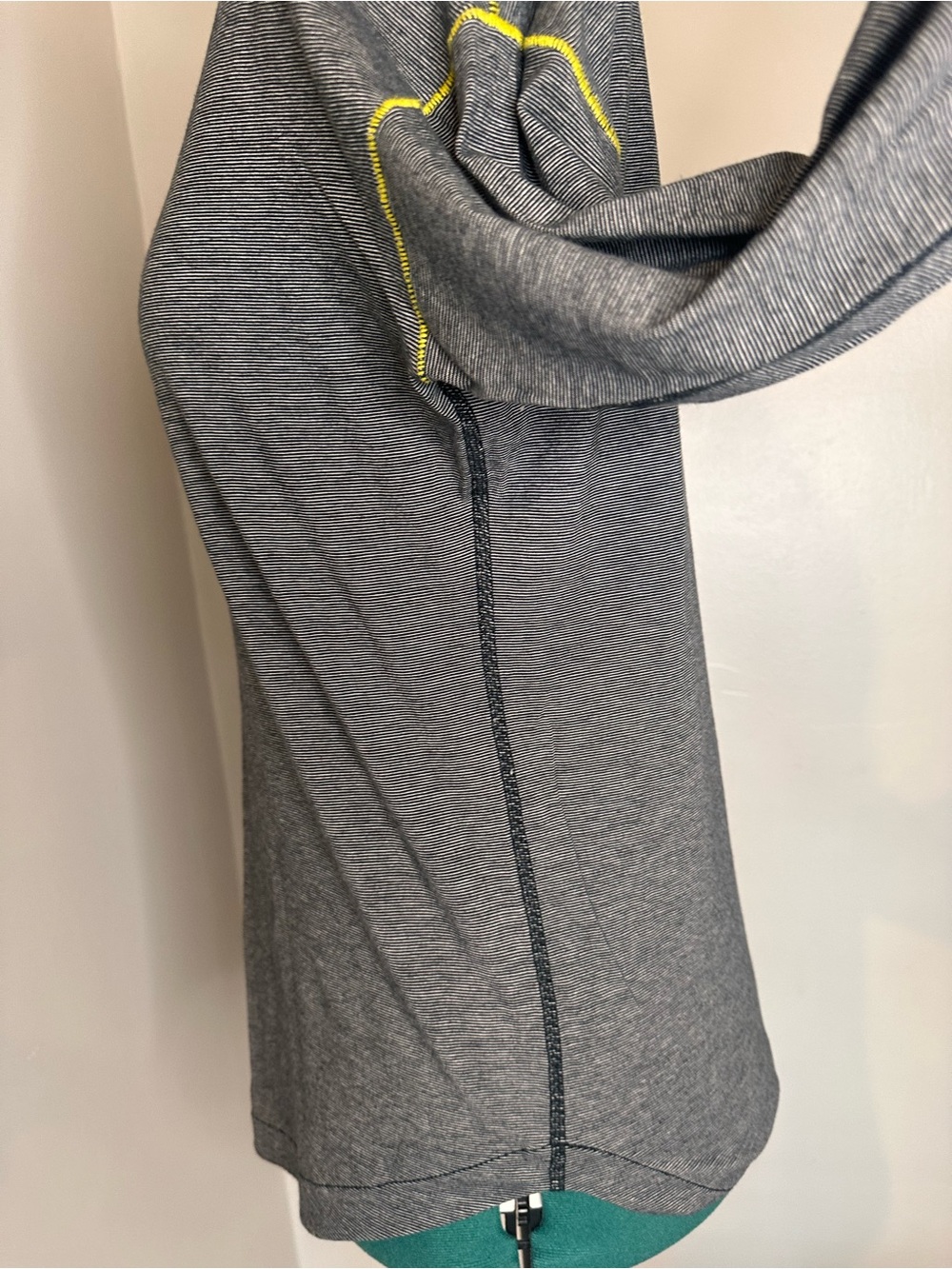 lululemon athletica Gray (fine lines) Long-Sleeve Tee with Yellow Trim - Picture 8 of 9